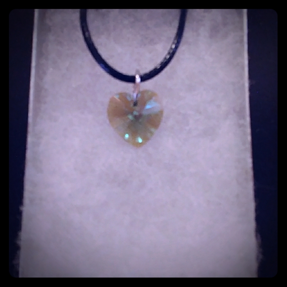 Sage Green Crystal Heart Necklace